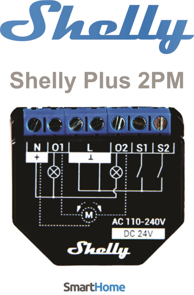 Ndërprerës me dy rele Shelly Plus 2PM, WiFi & Bluetooth