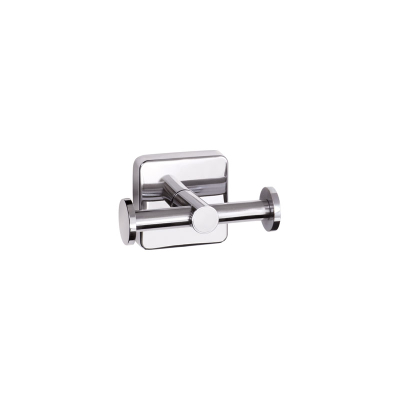 Varëse dyshe baño Double Hook Quattro, çelik inox, montim me vida ose ngjitës, krom