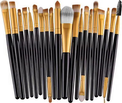 Set furça grimi DA178, 20 copë, qime sintetike, zi me ari