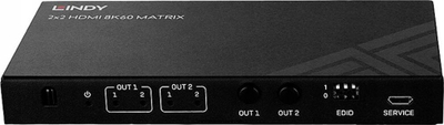Matriks HDMI Lindy 2x2, 8K60, HDR, e zezë
