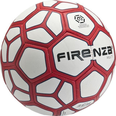 Top futbolli FireNza Firenza Multi, nr. 5, PVC Soft Feel, i bardhë me të kuqe