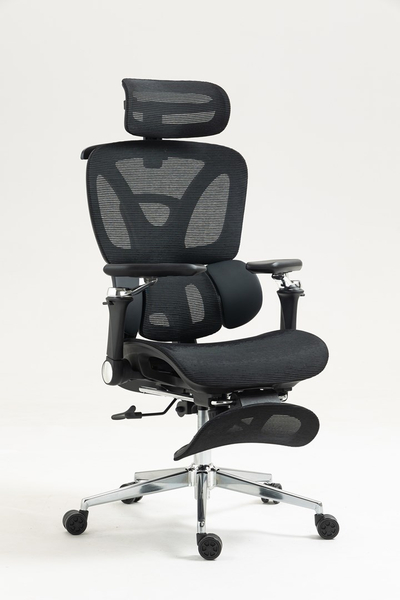 Karrige zyre ergonomike Activejet YK848 BK, me mbështetëse lumbare, me mbështetëse këmbësh, e zezë