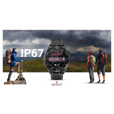 Smartwatch Giewont GW450-2, thirrje nga ora, rrip metalik, i zi