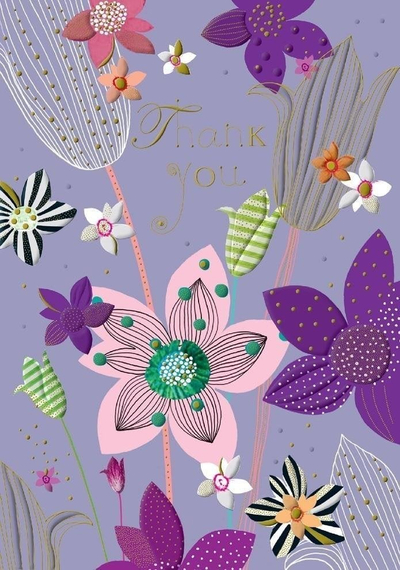 Kartolinë falënderimi Turnowsky B6 Thank You Flowers, me zarf, shumëngjyrëshe