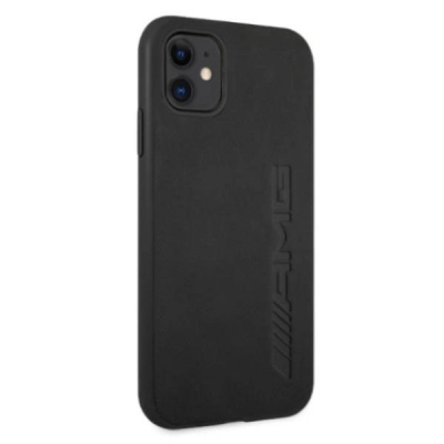 Mbulesë telefoni Mercedes AMG me lëkurë, e stampuar me nxehtësi, për iPhone 11, 6.1", e zezë