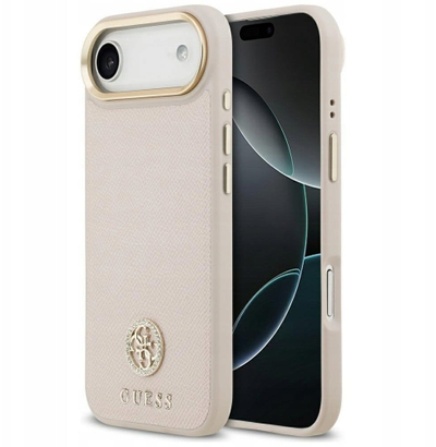 Mbulesë telefoni Guess Grained Strass Logo MagSafe, për iPhone 17 Air Pro, rozë