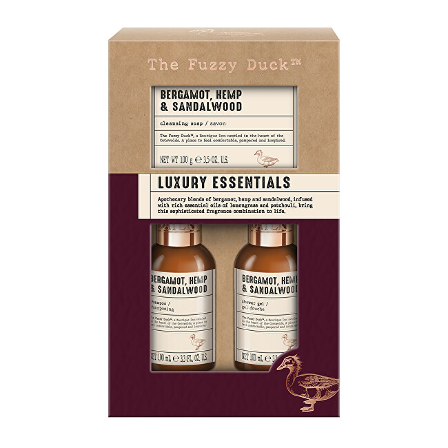 Set për femra Baylis & Harding Bergamot, Hemp & Sandalwood, xhel dushi 100 ml + shampo 100 ml + sapun 100 g