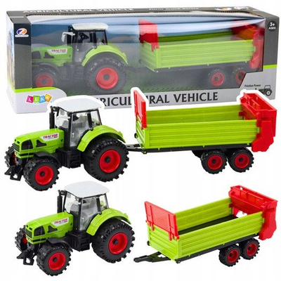 Traktor lodër LEAN Toys 24993, me rimorkio, friksion, jeshil