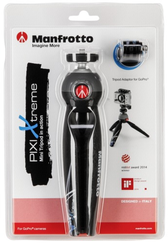 Mini-tripod Manfrotto Pixi Xtreme MKPIXIEX-BK, për kamera dhe GoPro, i zi