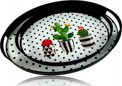 Set tabakash dekorative ovale, plastike, 2 copë, shumëngjyrëshe