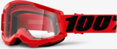 Syze motokrosi 100% Strata 2, xham i kthjellët, për MTB edhe MX, të kuqe