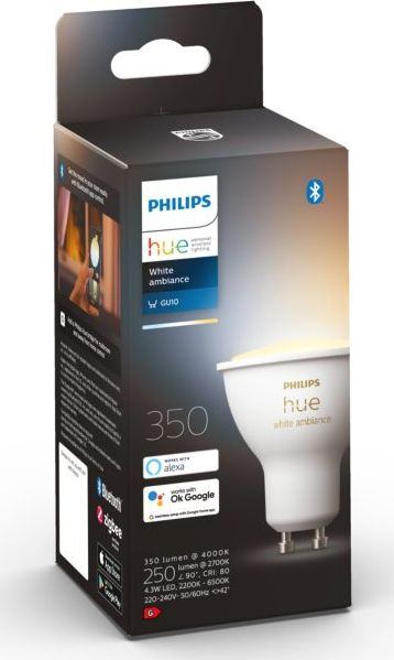 Llambë spot e zgjuar Philips Hue White Ambiance, GU10, 5W, 350 lm, e bardhë