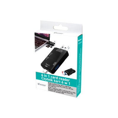 Lexues kartash Vakoss TC-R425X, USB MicroUSB USB-C, 6 me 1, gri
