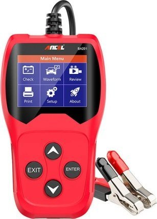 Testues baterie Ancel BA201, për kontroll baterish 12V, portativ, i zi