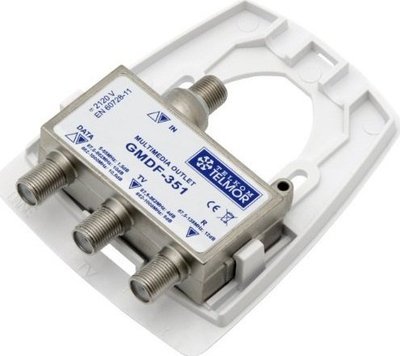 Prizë multimediale Telmor GMF-351, splitter TV FM DATA, koaksiale, e bardhë