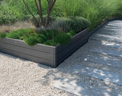 Bordurë kopshti Woody Garden Border Base, 75 x 75 x 25 cm, plastikë, ngjyrë tullë rustike