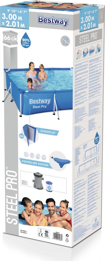 Pishinë Bestway Frame Deluxe 3 në 1, 300x201x66cm, 20.1 kg, 220-240 V
