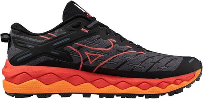 Atlete trail Mizuno Wave Mujin 10 për burra, me Vibram Megagrip, të zeza me portokalli