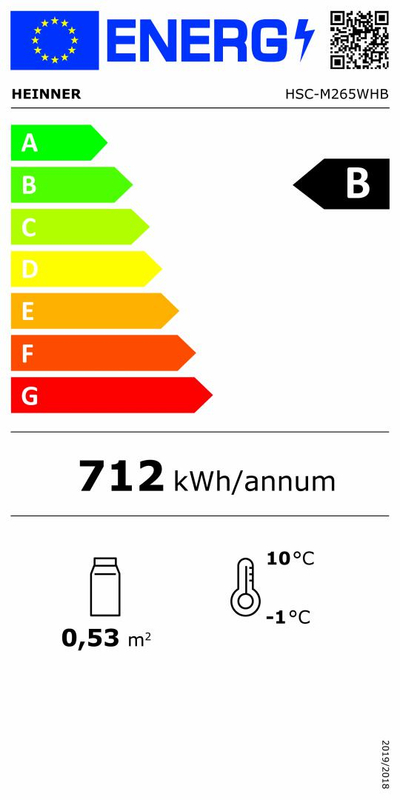 Vitrinë frigoriferike Heinner HSC-M265WHB, 265L, 4 rafte xhami, e bardhë