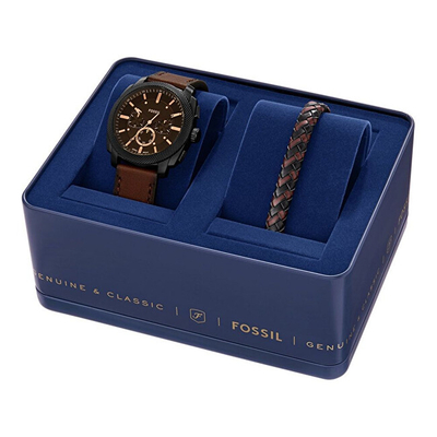 Set dhuratë për meshkuj Fossil FS6102SET, orë dore + byzylyk, i kaftë