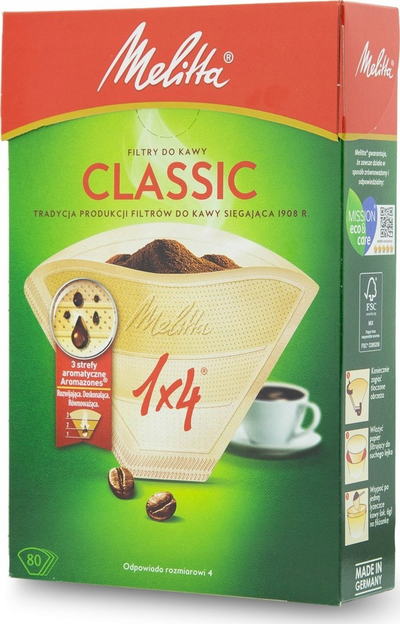 Filtra kafeje Melitta Original 1x4, 80 copë, ngjyrë kafe