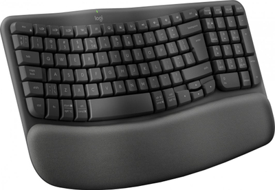 Tastierë Logitech Wave Keys, ergonomike, pa tela, grafit