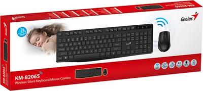 Set tastiere edhe miu Genius KM-8206S, wireless 2.4 GHz, tastierë e madhe me tastet e plota, e zezë