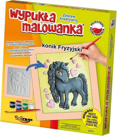 Set pikture Mirage Hobby Convex Coloring Friesian Horse, figurë 3D, me bojëra uji, shumëngjyrësh