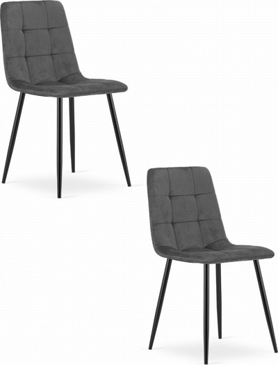 Set karrigesh kadife për dhomë dite dhe ngrënie, 2 copë, tapiceri velour, ngjyrë e zezë