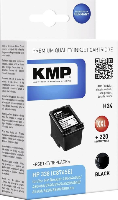 Kartush boje KMP H24 XXL, 18 ml, i zi, i përputhshëm për HP