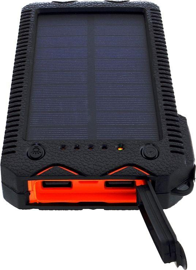 Powerbank me panel dielli Sunen S12000Y, 12000 mAh, i zi / portokalli