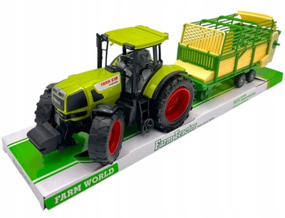 Lodër traktor ferme Cabo Toys, me rimorkio, plastik, jeshil