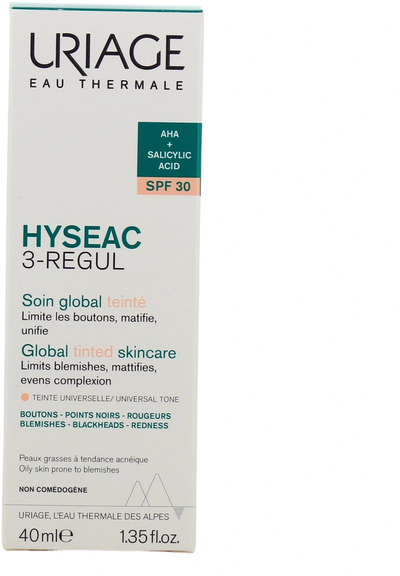 Krem fytyre i tonuar Uriage Hyseac 3 ReguL, SPF 30, 40ml