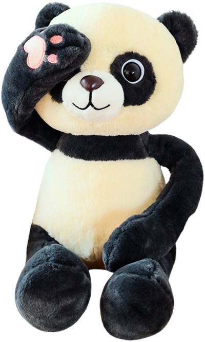 Lodër pelushi panda Mascot, me magnetë, 23cm, bardh e zi