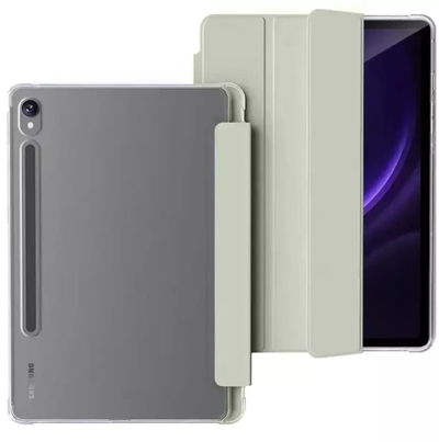 Mbulesë tablet 4kom.pl Clear Pencil për Galaxy Tab S9 FE 10.9 S10 FE, me kapak magnetik, jeshile