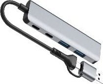 Adapter USB C Tracer 47500 A 5, 4 porta, 2x USB A 3.0, i argjendtë