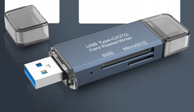 Lexues kartelash BOUNN YC360, USB 3.0 dhe Type C, SD dhe microSD, gri