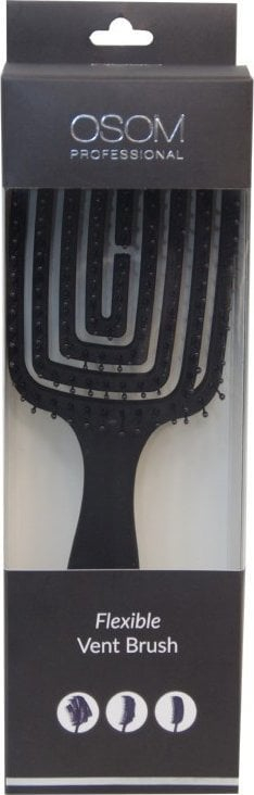 Четка за коса OSOM Professional OSOM99571, квадратна, отпорна на топлина, црна