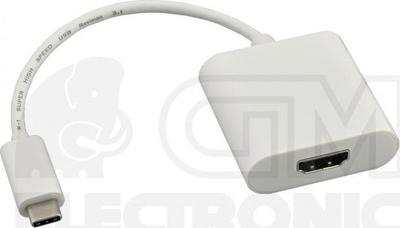 Adapter PremiumCord USB C 3.1 për HDMI, 4K, 20cm, i bardhë
