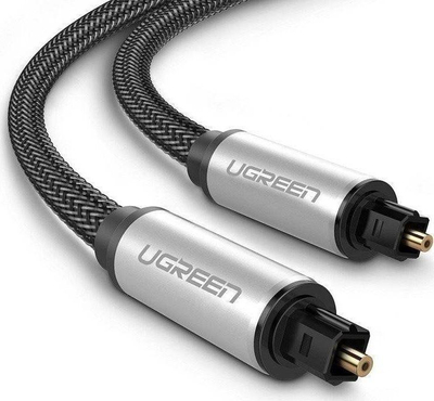 Kabllo audio optik Ugreen Toslink, gërshet najloni, kontakte të veshura me ar, argjendtë e zezë