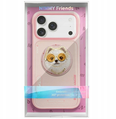 Kapak telefoni Nimmy Glasses Cool Dog MagSafe për iPhone 17, me magnet MagSafe, rozë