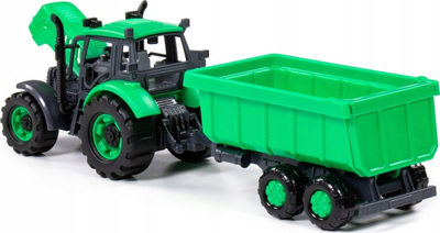 Traktor lodër Polesie Progres 91284, me rimorkio, mekanizëm inercial, i gjelbër