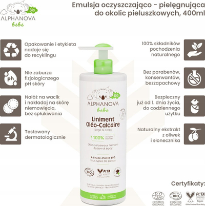 Liniment për bebe Alphanova Baby Oleo Limestone, bio, 400ml