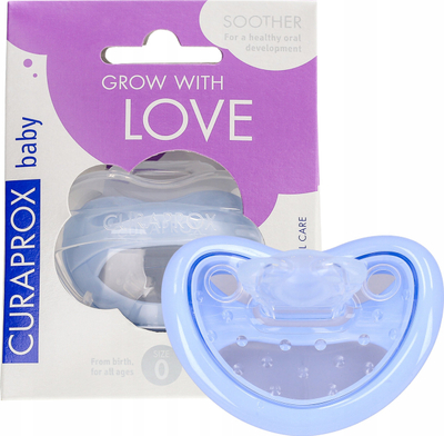 Qetësues për bebe Curaprox Baby Size 0, silikon, 0–7 muajsh, blu