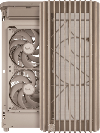 Kuti kompiutri ASUS ProArt PA401 Wood Edition, mid tower, panel me rrjetë, bezhë