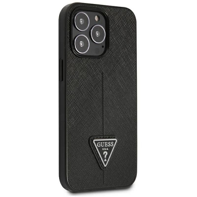 Mbulesë telefoni Guess Saffiano Triangle Logo, iPhone 14 Pro Max 6.7", hardcase, e zezë