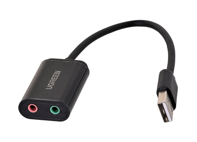 Kartë zëri USB Ugreen US205 30724B, hyrje mikrofon, dalje kufje, e zezë