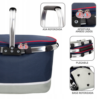 Shportë pikniku Aktive Trmica Picnic Folding Basket, 30L, palosme, e zezë