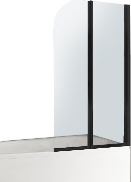 Ekran për vaskë KFA Modern 2, 81x140 cm, xham i tejdukshëm, i zi