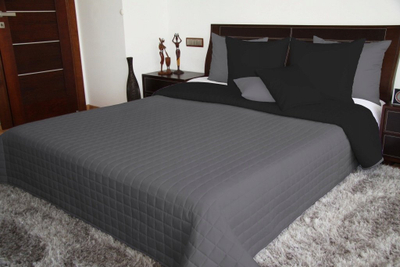 Mbulesë krevati dopio Quilt, 200x220 cm, dyanshme, grafit me të zezë
